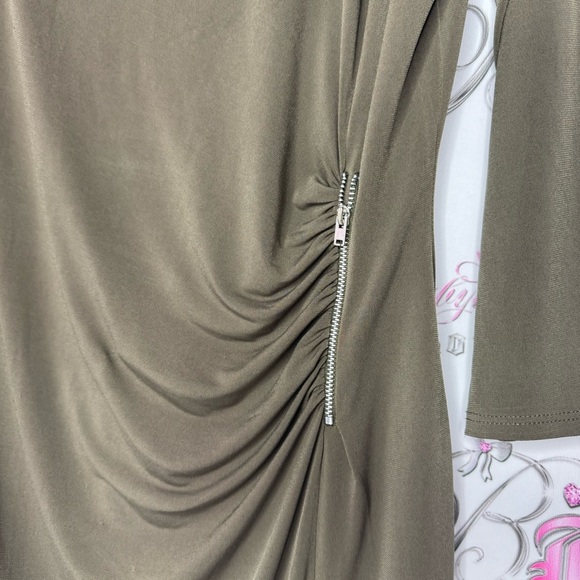 Wallis dress cinched zipper stunning stretchy army olive green bodycon flatter - Picture 10 of 12